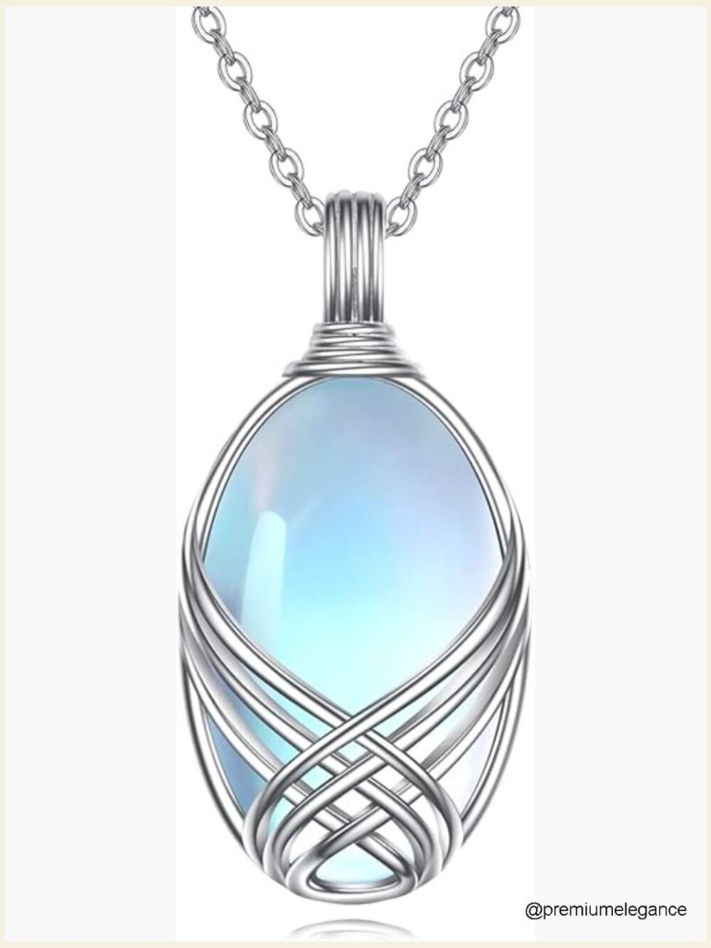 925 Sterling Silver Moonstone Teardrop Filigree Pendant Necklace 18+2 inch
